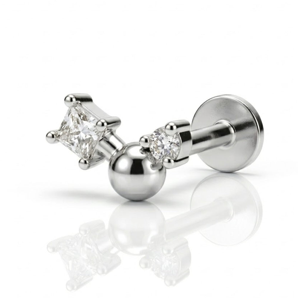 Piercing Lobe Caria Argent Sterling Dor Argent Strass Zircon Piercing Lobe Caria Argent Sterling Dor Argent Strass Zircon