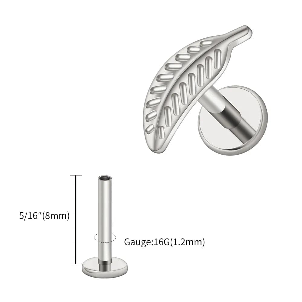 Argenté 8 mm Piercing hélix plume