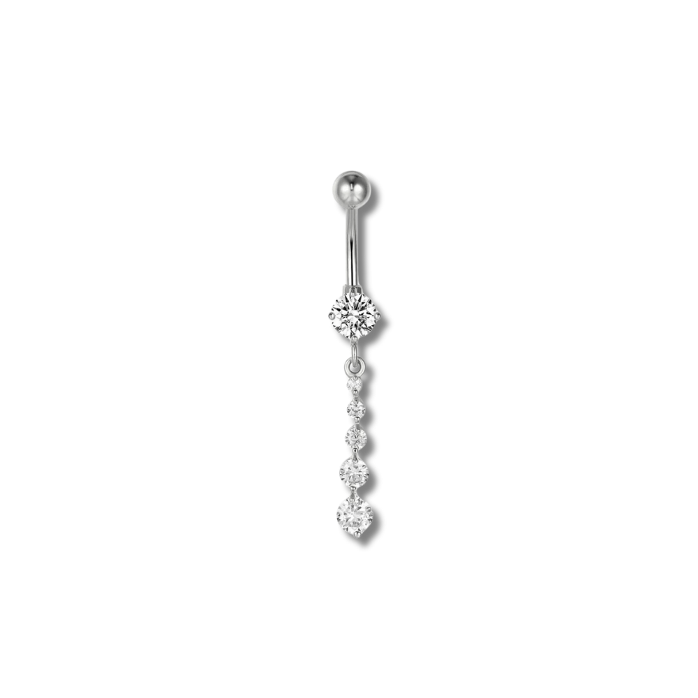 Piercing Nombril En Titane G23 Avec Zircone - 14G (1,6 Mm), Longueurs 8/10/12/14 Mm - Hypoallergénique, Sans Nickel