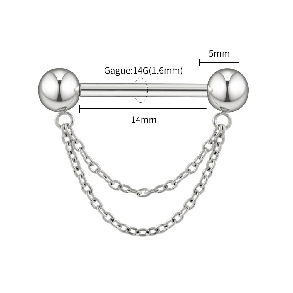 Argenté 1.6/14 mm Piercing téton Mérona