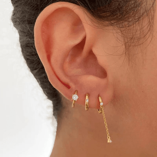 Doré / 3 Composition oreille piercing Amélia