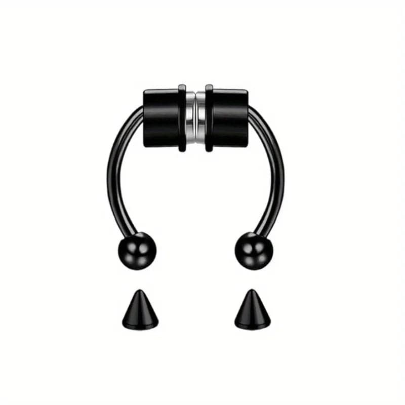 Noir Faux piercing nez magnétique