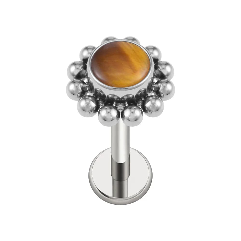 Argenté/Ambre / 4 mm Piercing anti hélix athéna