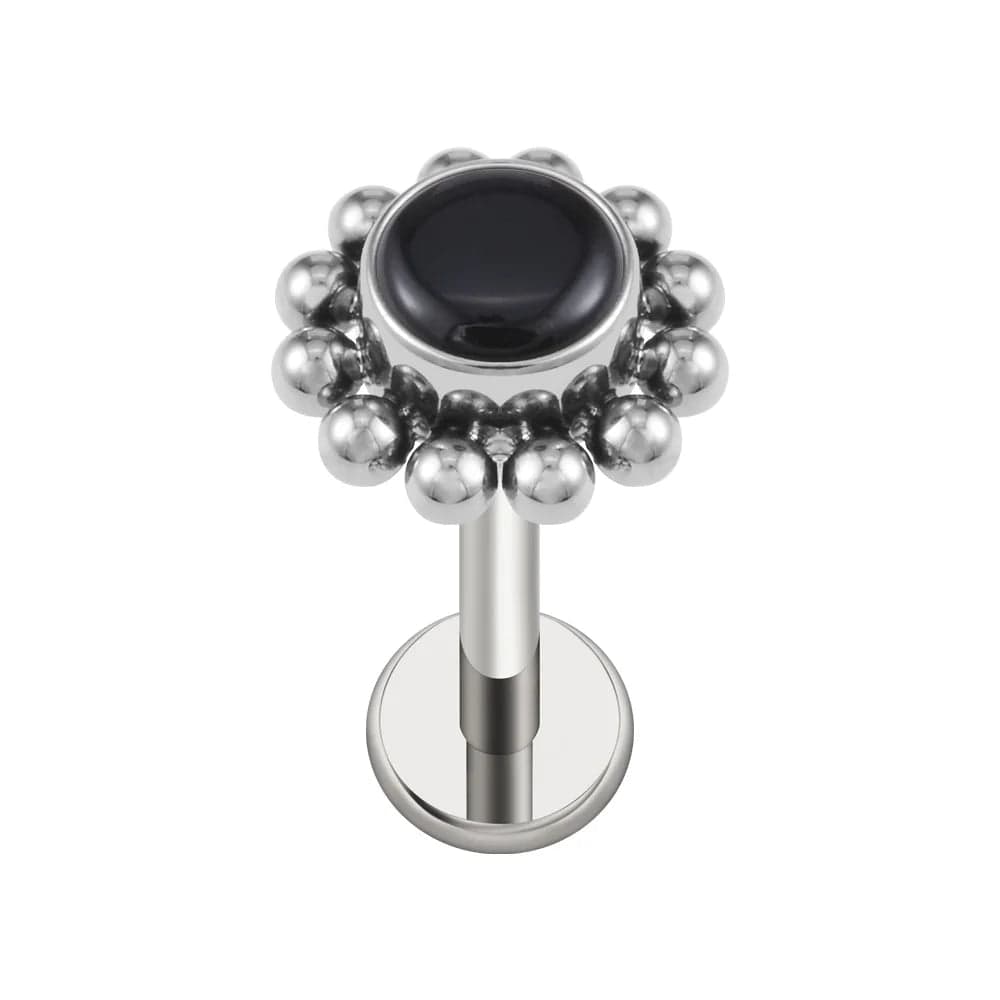 Argenté/Noir / 4 mm Piercing anti hélix athéna