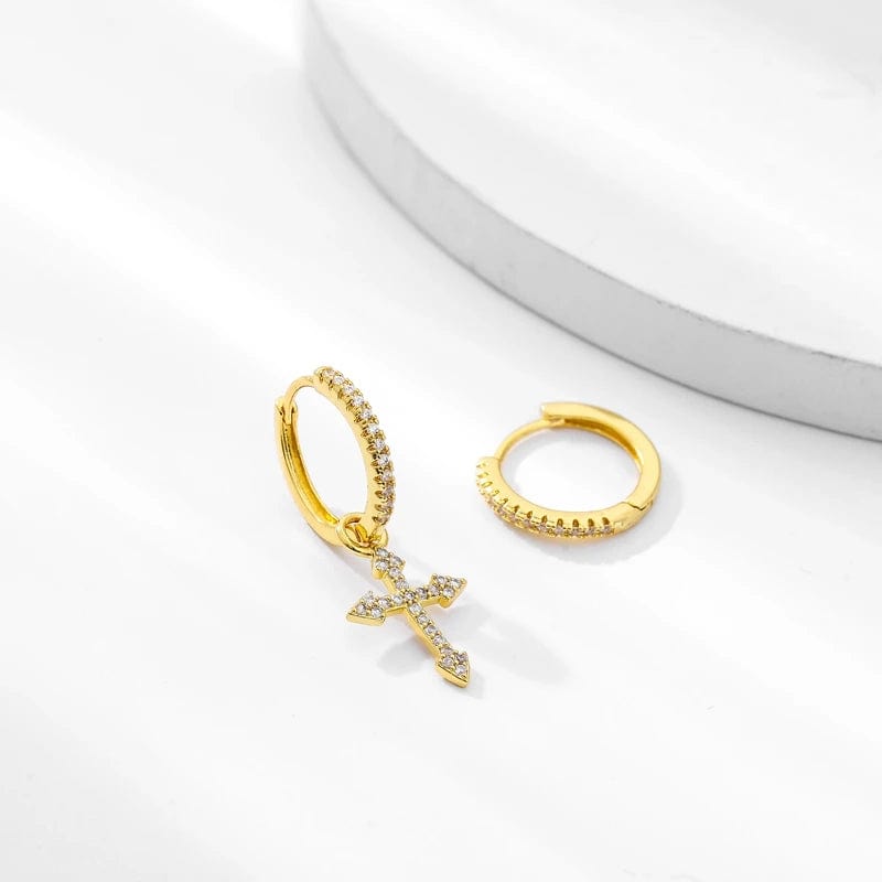 Doré piercing croix homme