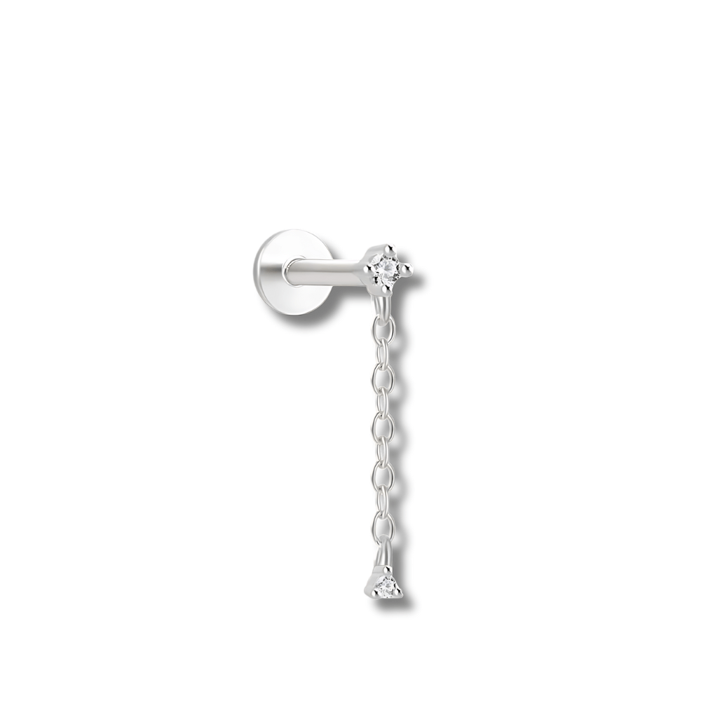 Argenté / Argent / 8 mm Piercing lobe Danaé