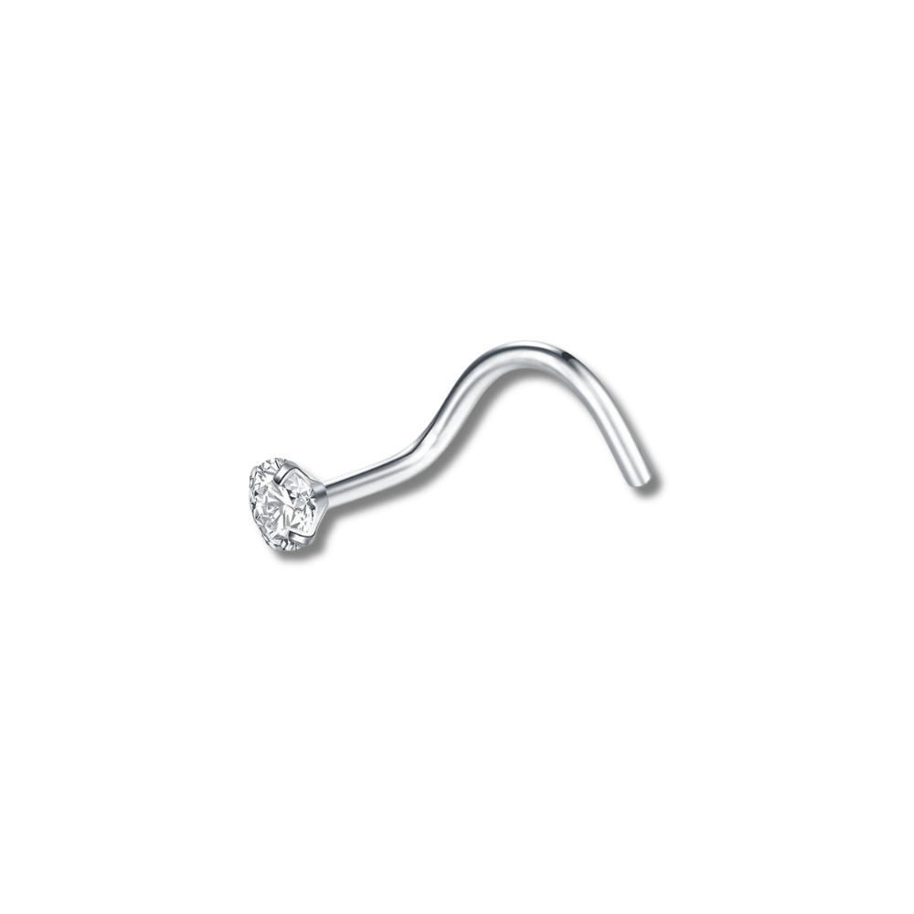 Argenté / 0.8x7x1.5 mm Piercing nez brillant