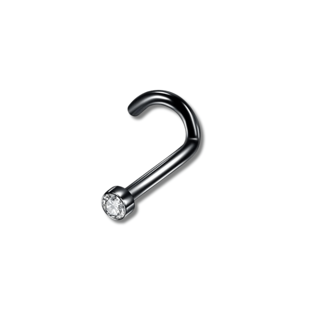 Noir / 0.8x6 mm piercing nez courbé