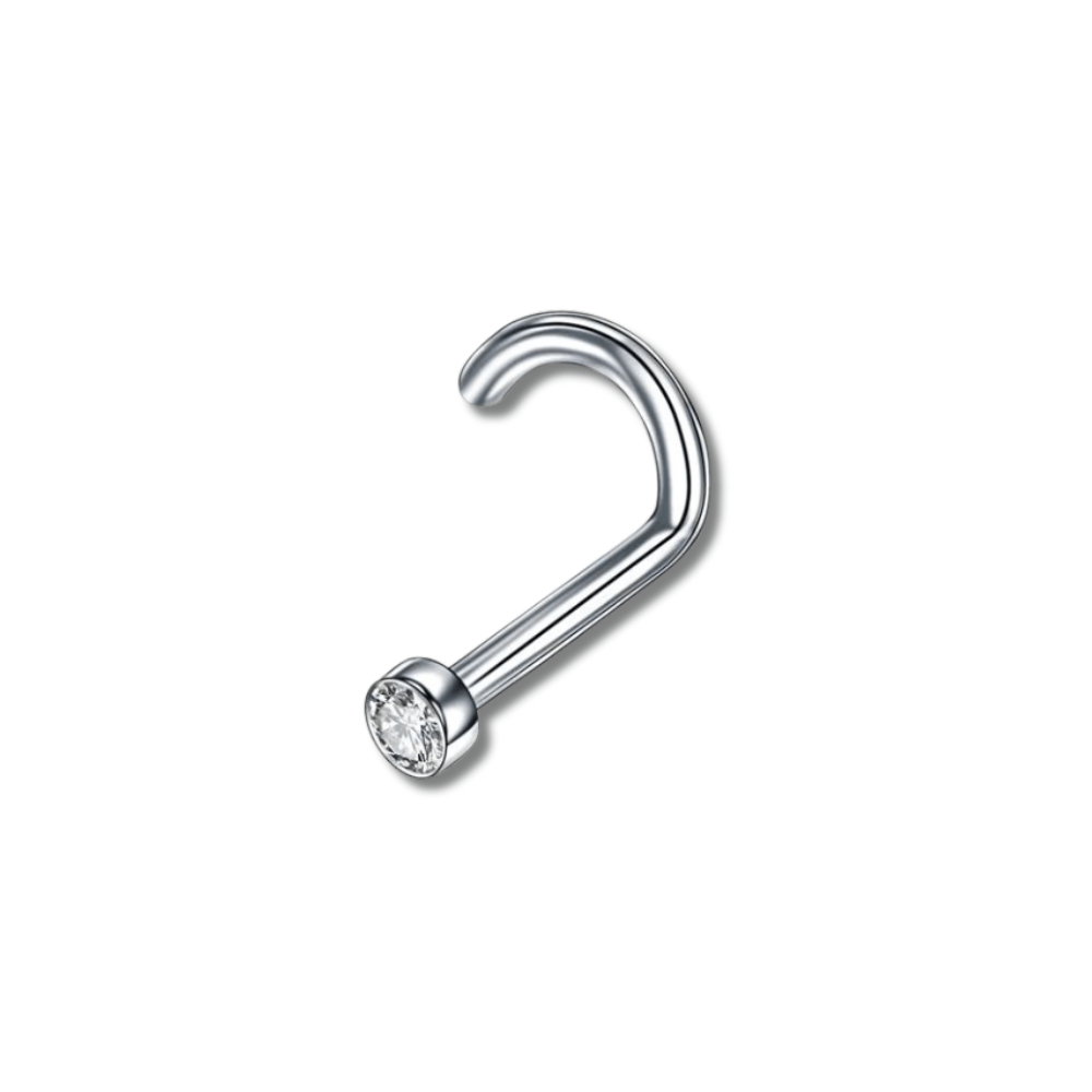 Argenté / 0.8x6 mm piercing nez courbé