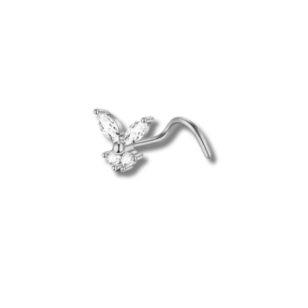 Argenté Piercing nez papillon