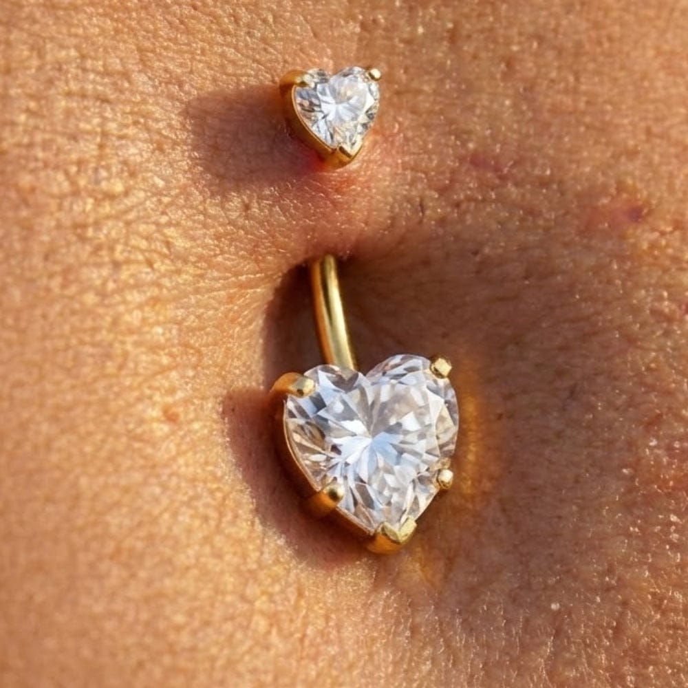 1.6 mm/10 mm / Doré Piercing nombril cœur