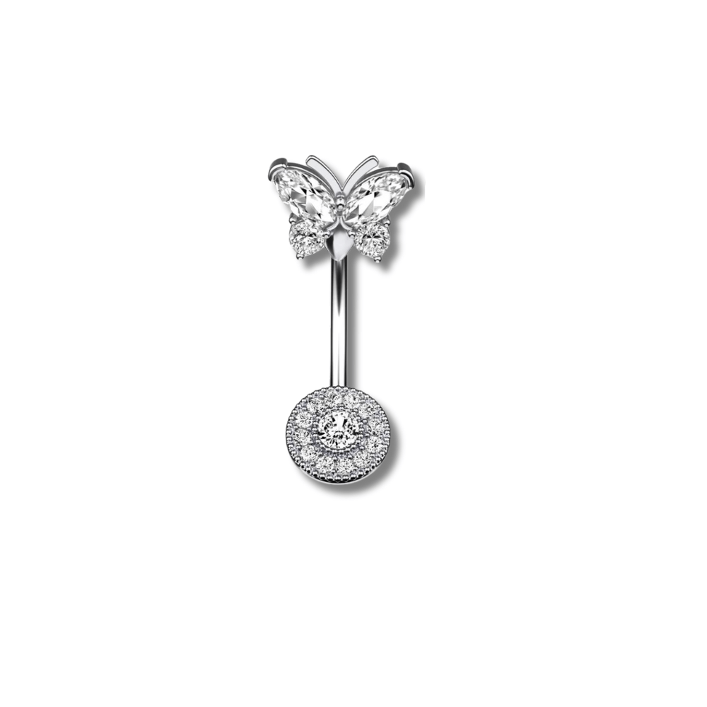 JLEXCMT Bijoux de corps à clipser pour femme Faux piercing de nombril sans piercing Faux anneaux de nombril Argent et rose