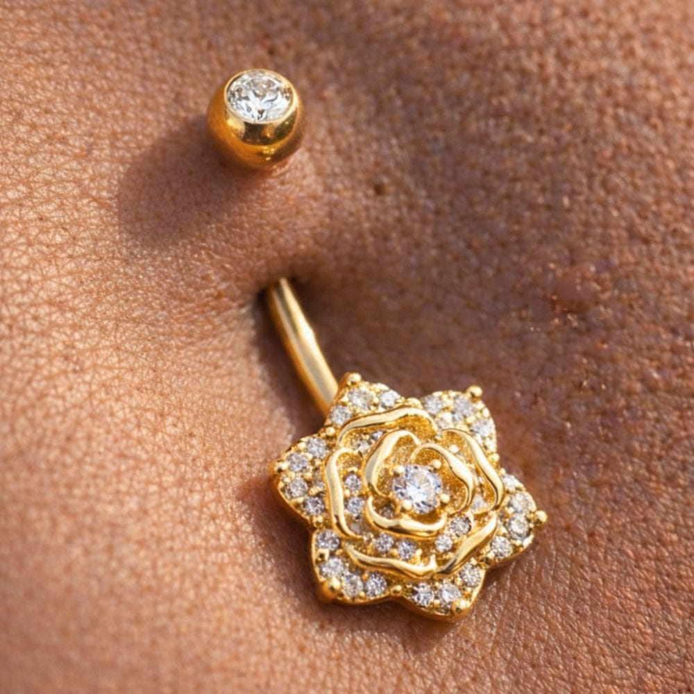 1.6 mm/10 mm / Doré Piercing nombril Rose