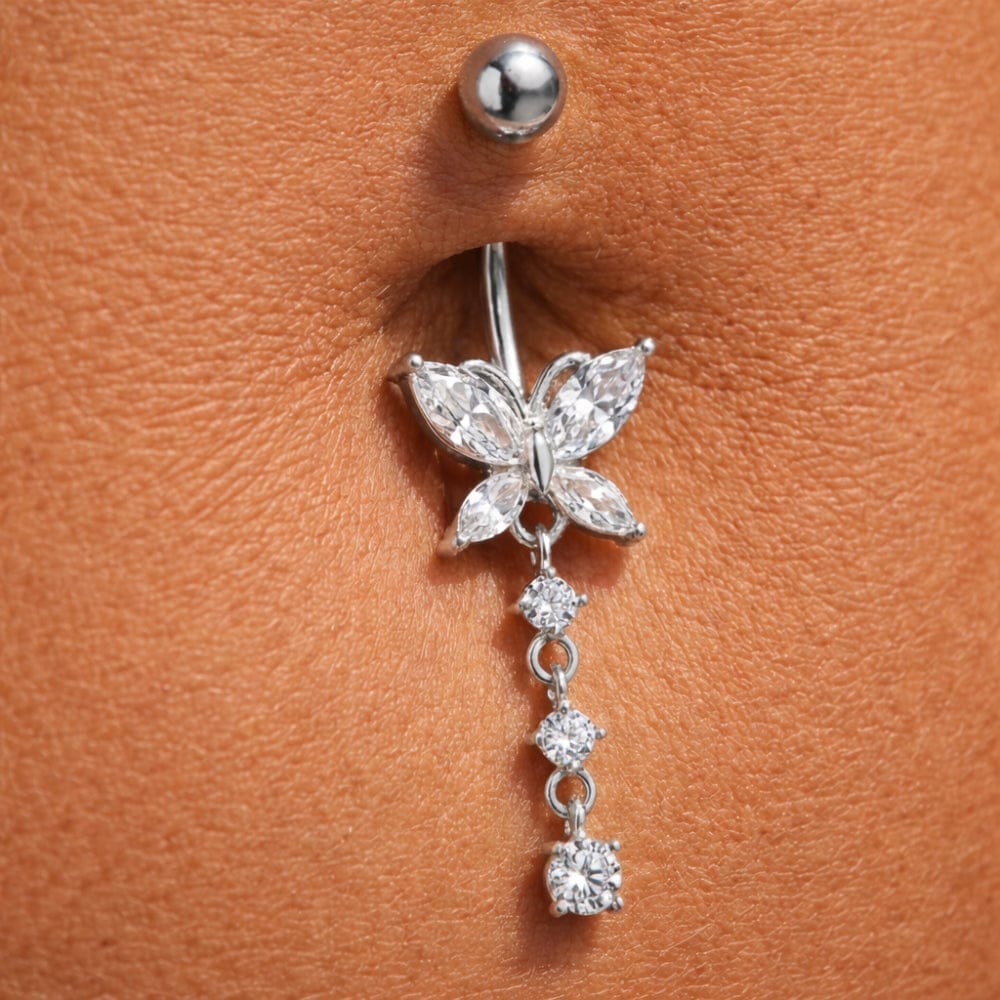 1.6 mm/10 mm / Argenté Piercing nombril strass