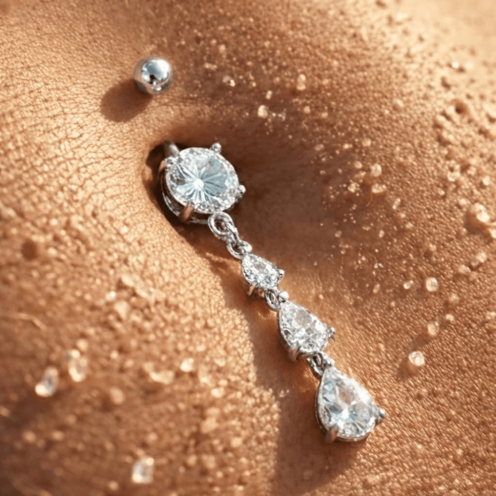 Argenté / 10 mm Piercing nombril titane