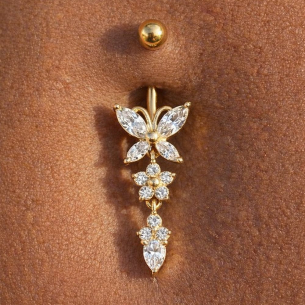 Doré / 12 mm Piercing nombril tombant