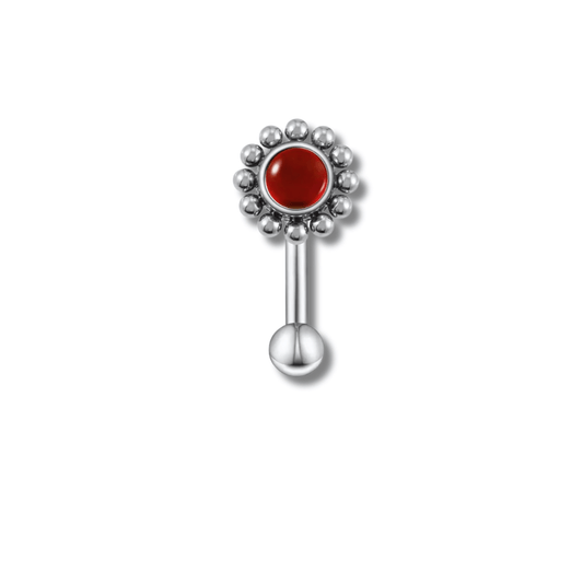 Argenté/Rouge 6 mm Piercing snug soleil