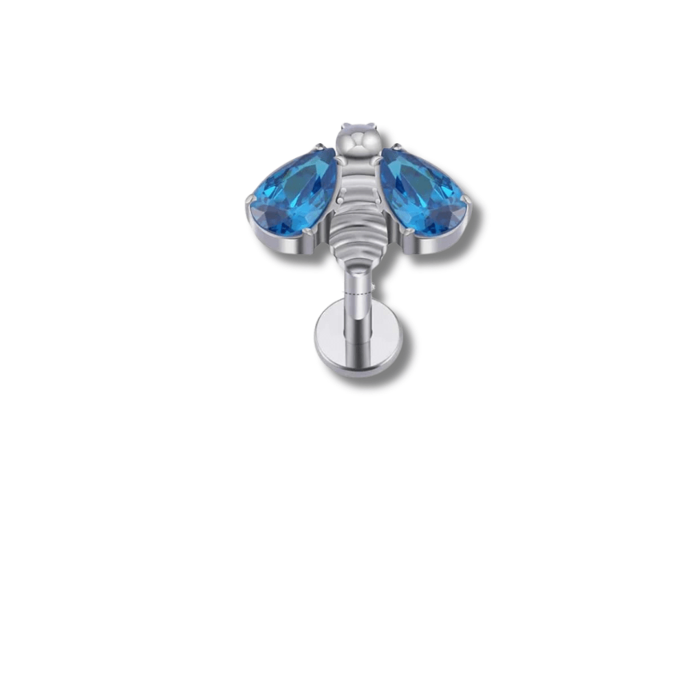 Argenté/Bleu 6 mm Piercing tragus abeille