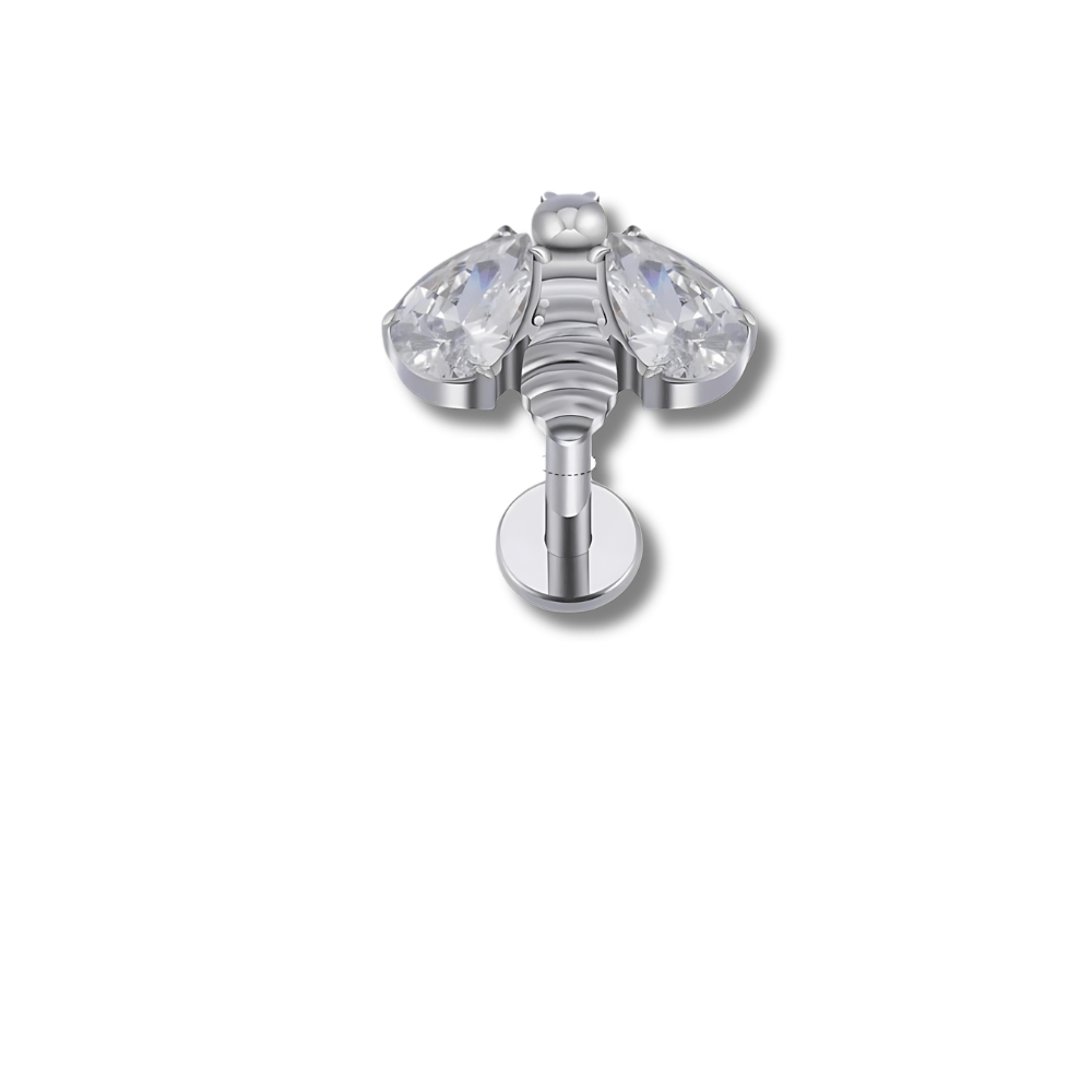 Argenté/Zircon 6 mm Piercing tragus abeille