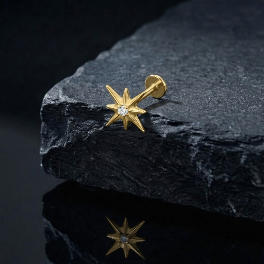 Doré / 8 mm Piercing tragus - Orion Radiance